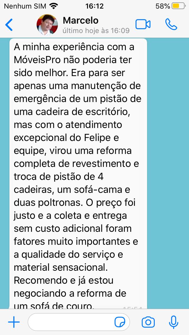 Cliente satisfeito manutenção de cadeiras