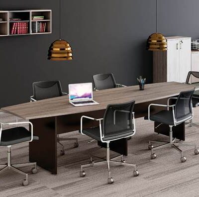 Mesa de reunião semi oval