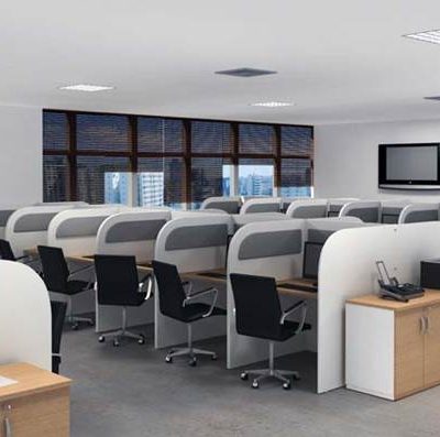 Baias de call center com abafadores tampos fixos